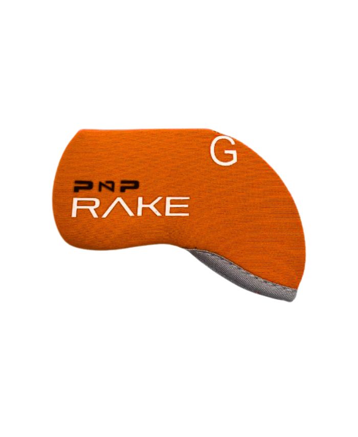 PnP RAKE Gap Wedge Club Cover in orange with black and white logo for golf club protection