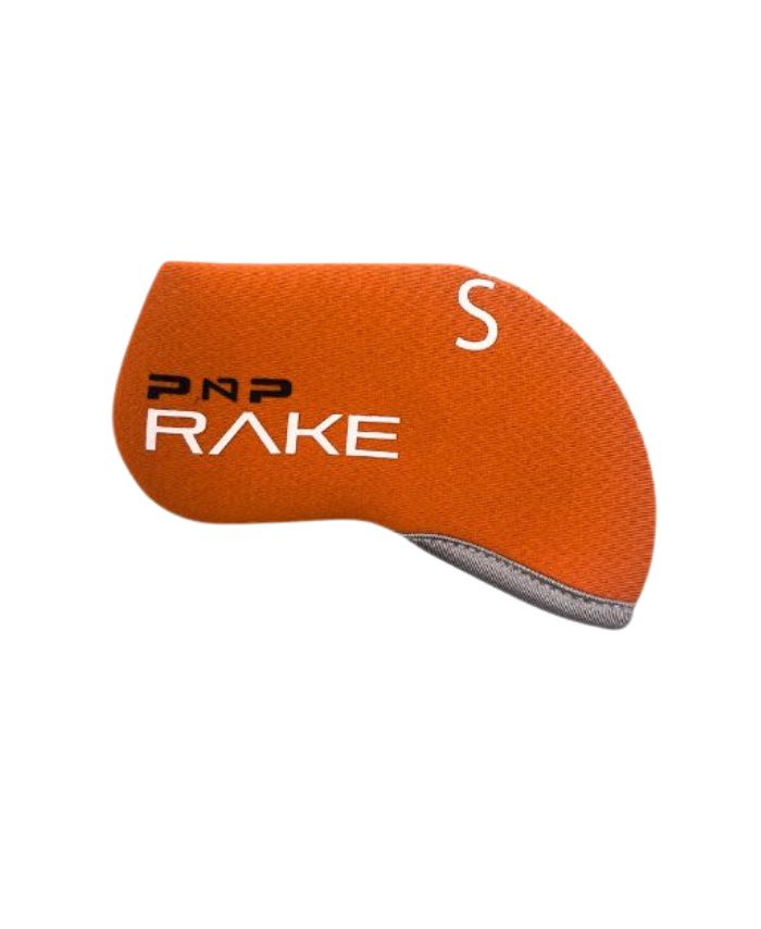 Orange PnP RAKE Sand Wedge Club Cover with white lettering and gray trim accessory