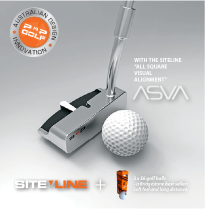 SiteLine Putter + 3 Bridgestone E6 golf balls