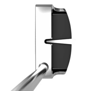 SiteLine Putter and Chipper Combo by PnP Golf. Top view chrome mallet putter with black insert and white alignment line