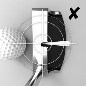 SiteLine Putter and Chipper Combo by PnP Golf top view of mallet putter head with white alignment lines and golf ball