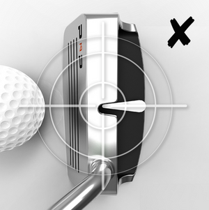 Putter top view aligning with golf ball and target lines SiteLine Putter and Chipper Combo by PnP Golf.