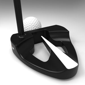 PnP Golf SX1 Point N Putt Putter black mallet head with white alignment stripe and golf ball