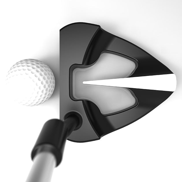 SX1 Point N Putt Putter black and silver mallet head with alignment lines and cavity back design by PnP Golf
